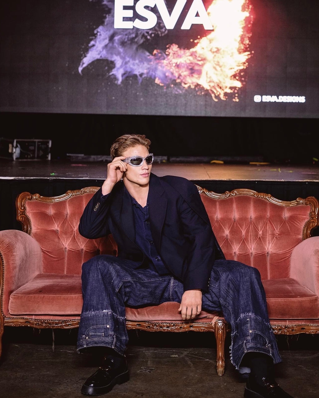 Deconstructed Wide-Leg Denim Jeans