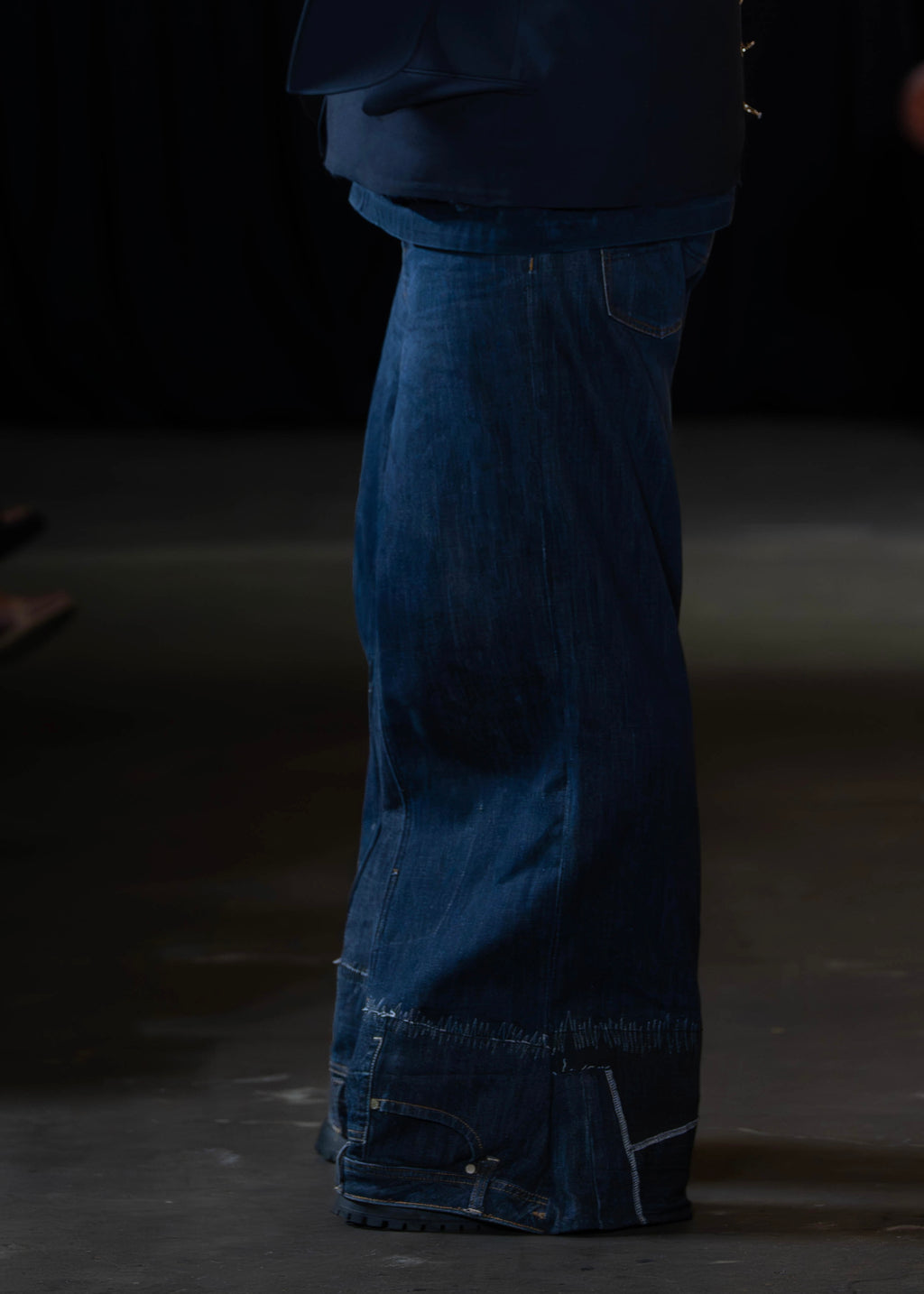 Deconstructed Wide-Leg Denim Jeans