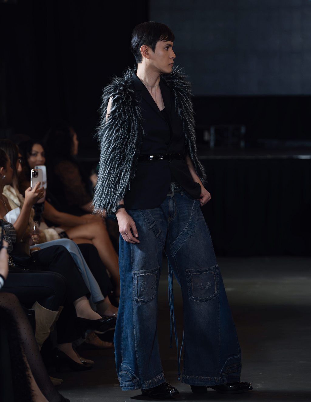 ESVA Deconstructed Wide-leg Jeans with Multi Straps at the back pocket