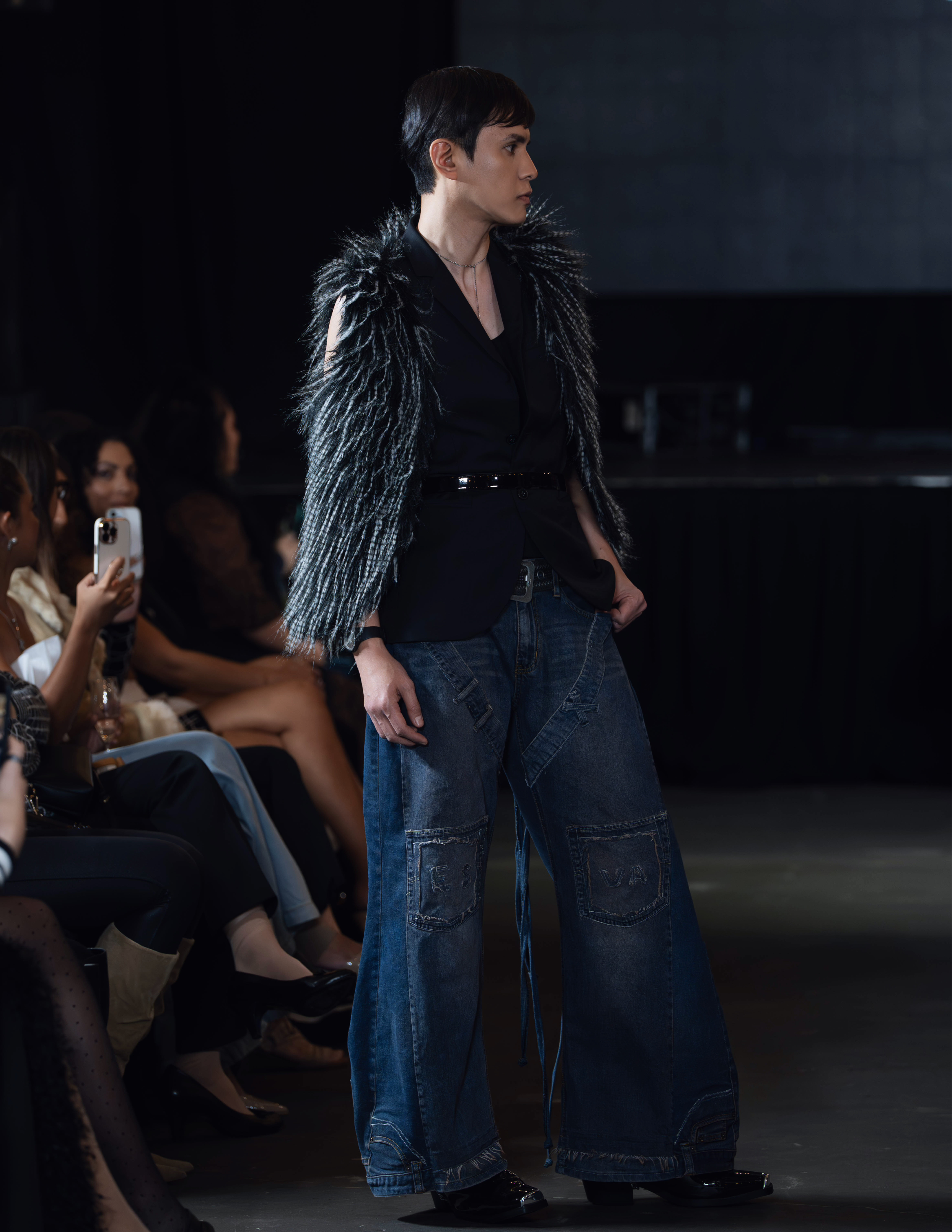 ESVA Deconstructed Wide-leg Jeans with Multi Straps at the back pocket